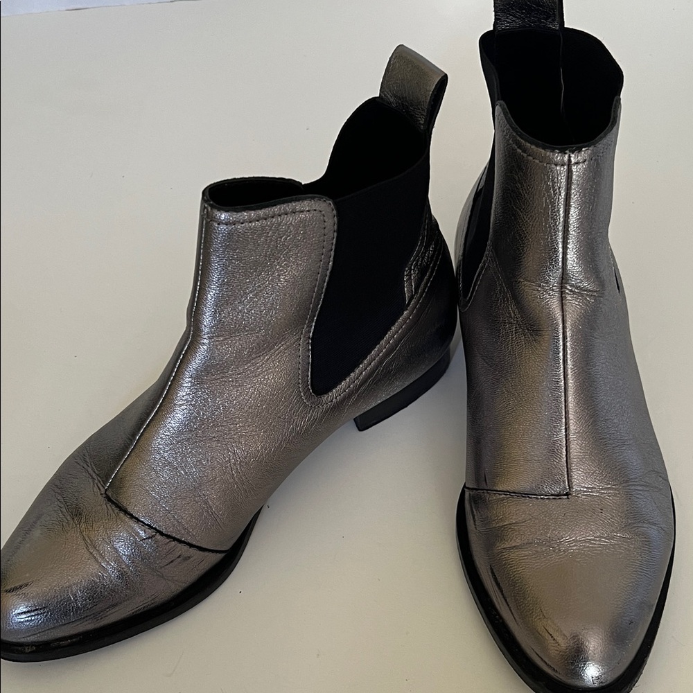 Rag & Bone Silver/Gunmetal Chelsea Booties - Size 38.5